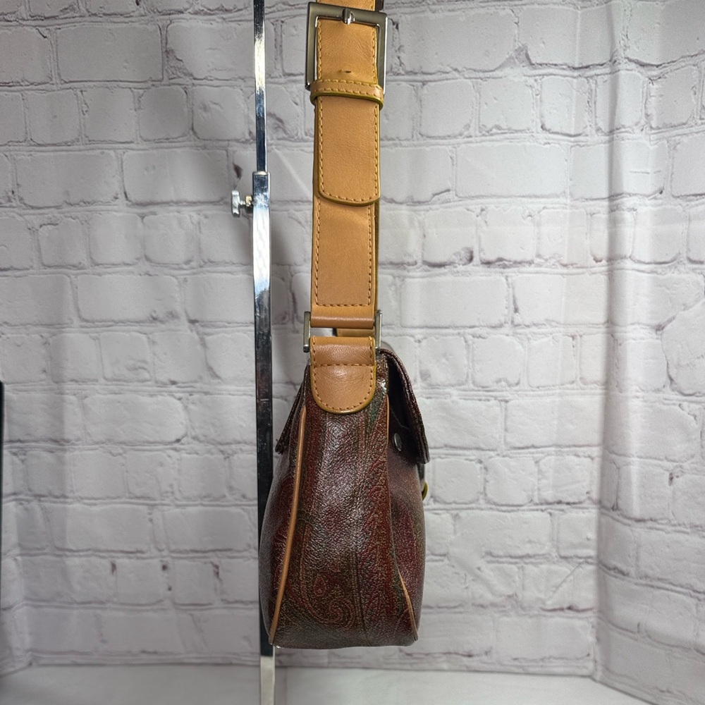 Vintage Etro Paisley Leather Lime Green Trim Purple Interior Silver Hardware EUC - Picture 12 of 13